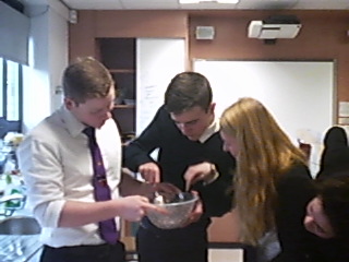 Pupils working with chocolate